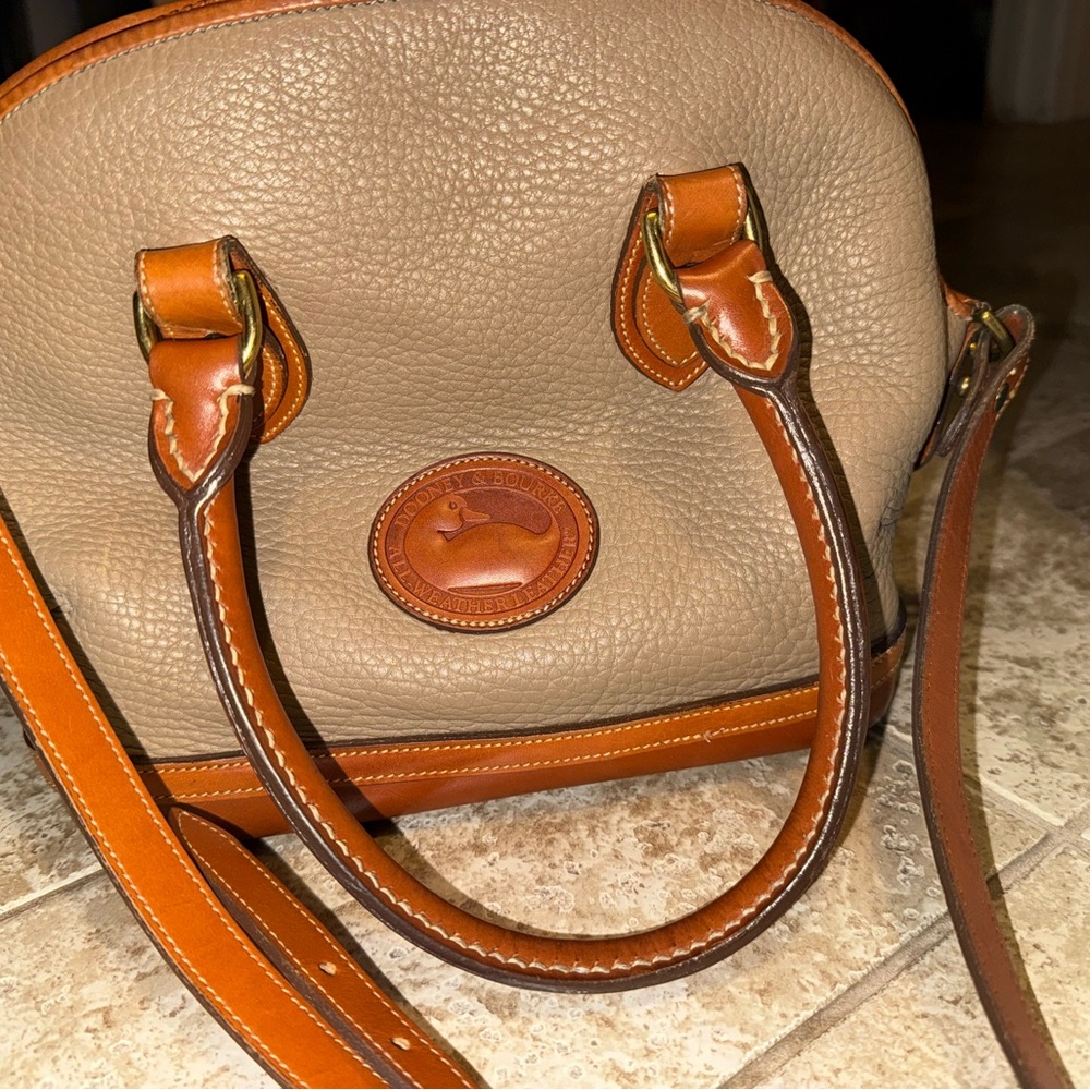 Dooney & Bourke Tan and Brown Leather Satchel